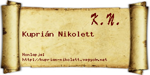 Kuprián Nikolett névjegykártya